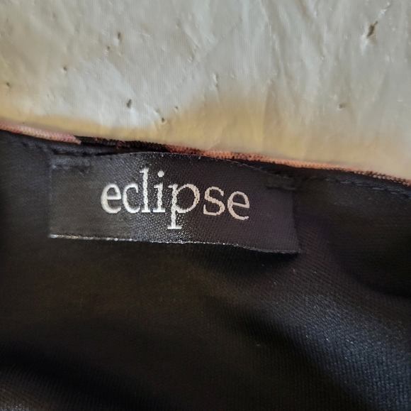 Eclipse Black and Pink Floral Long Sleeve Dress, Size Large - Picture 4 of 5